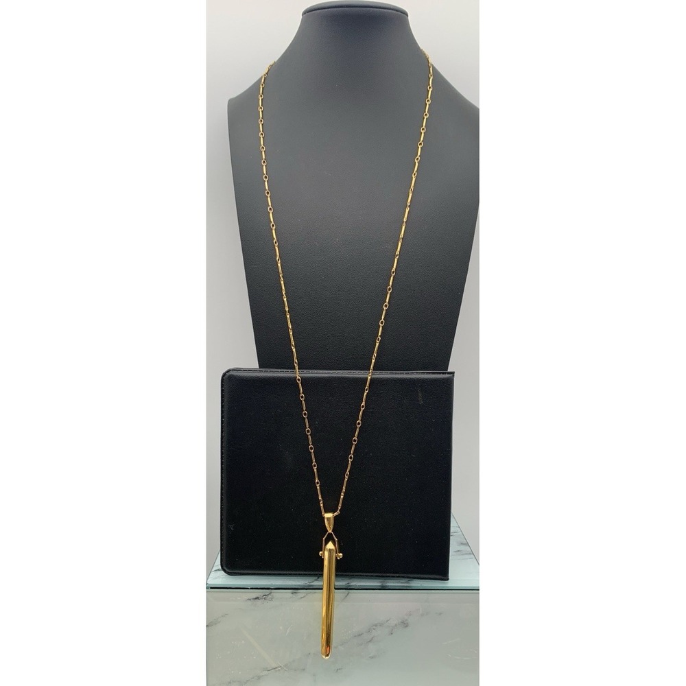 Stella And Dot Necklace REBEL Pendant Chic Modern Minimalist Gold Tone 26 Inch